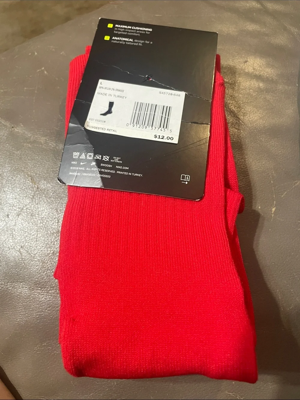 Nike Red Cushioned Knee High Athletic Socks with White Swoosh